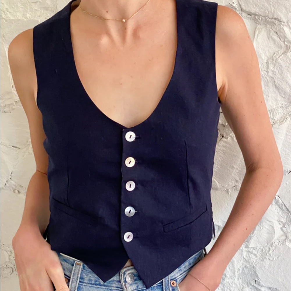 Navy Button-Up Vest